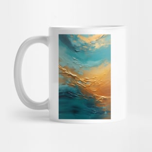 Abstract wave in turquoise and gold Mug